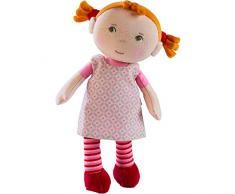 Haba 303730 - Kuschelpuppe Roya, Weiche Stoffpuppe, für Babys ab 1, 5 Jahren, mit Strampelanzug aus Flauschigem Fleece, Ideales Geschenk zur Geburt oder Taufe