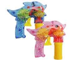 com-four® 2X Seifenblasen-Pistole im Deflin-Design - Seifenblasenmaschine für Kinder - Seifenblasenpistole auch für Erwachsene (02 Stück - Delfin V2)