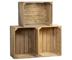 3 Set Vintage Holzkiste - alte Obstkiste - Weinkiste - Natur Used Look