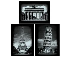 MAMMUT 140003 - Kratzbilder, Motive Bauwerke, silber, glänzend, Komplettset mit 3 Kratzbildern&Kratzmesser&Übungsblatt, Scraper, Scratch, Kritzel, Kratzset für Kinder ab 8 Jahre