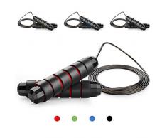 Springseil, Speed Rope Für Fitness, Speed Rope 360 Grad Kugellagersystem Länge einstellbar Für Fitness Ausdauer & Abnehmen.Ideal für Fitnesstraining für Kinder und Erwachsene(red)