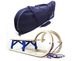 Holzfee Hörner Klappschlitten 110 cm mit Tasche und Leine Tourer Baran Blue Set XL
