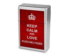 Zigarettenbox mit Namen Kuscheltiger - Personalisierte Hülle mit Design Keep Calm - Zigarettenetui, Zigarettenschachtel, Kunststoffbox
