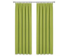 PONY DANCE Blickdichter Vorhang Kräuselband - 2er Set H 245 x B 140 cm Thermo Gardinen Blickdicht Kinderzimmer Dekoschals Verdunklungsvorhänge Grün
