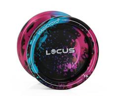 Pro Responsive Yoyo für Anfänger MAGICYOYO V6 LOCUS SPACE Matt Metal Jojo mit Pouch Handschuh 5 Strings (Schwarz & Rot & Blau)