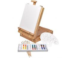Artina 28tlg. Malset Florenz im Malkoffer: Hobby Künstler Staffelei, 18x12ml Acryl-Farben, Keilrahmen & viel Zubehör