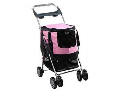 SMAA Multifunktions-Pet Roadster Pet Stroller für Welpen, Alter Hund oder Katze, Easy Faltbare 4 Räder Spielraum-Haustier-Sportkinderwagen, Sonnenschutz, Regenschutz Abnehmbarer,Rosa
