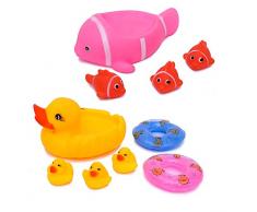 Flanacom Badeenten Quietscheenten Set - Baby Wasserspielzeug Badespielzeug Badewannenspielzeug - Kinder Spielzeug für die Badewanne - Scherzartikel (Set 1)