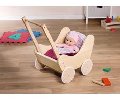 Dekoleidenschaft Holz Puppenwagen Lauflernwagen mit Bettwäsche