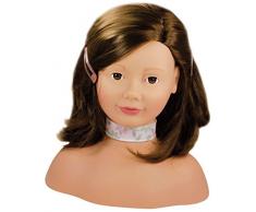 Götz 1192053 Haarwerk mit braunen Haaren und braunen Augen - 28 cm hoher Frisierkopf- und Schminkkopf in 58-teiligen Set - geeignet für Mädchen ab 3 Jahren