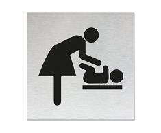 Ofform - Alustyle Türschild Wickelraum | Hinweisschild-Wickeltisch | Aluminium Edelstahlschilderoptik | Format 80x80 mm | Nr.11560-S