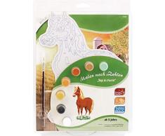 MAMMUT 113004 - Malen nach Zahlen Top in Form, Tiermotiv, Pferd, Komplettset mit bedruckter und gestanzter Malvorlage, 7 Acrylfarben und Pinsel, Malset für Kinder ab 5 Jahre