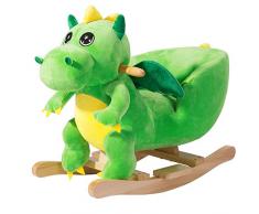 Deuba Schaukeldino | Schaukeltier Plüsch Schaukel Wippe Pferd Kinder Baby Spielzeug | Sound-Geräusche | inkl. Sicherheitsgurt | Balancetraining | besonders weich