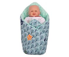 Einschlagdecke Steckkissen Minky 100% Baumwolle 75x75 cm Schlafsack doppelseitiges weich ganzjährig multifunktional antiallergisch Babys Medi Partners (Wald mit minzer Minky)