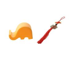 Moligh Puppe 1 Stück Feng Shui Chinesischer Knoten Quaste China Maskottchen Glücksbringer Antike Münzen Wohlstand Auto Home Dekoration & 1 Stück Elefanten Nacht Handyhalter Handyhalter Multifunktional