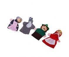 B Blesiya Fingerpuppen Handpuppen Kasperlepuppen mit Großmutter Rotkäppchen Wolf und Jäger Design für Haus Kindergarten und Bildungszentren, aus Plüsch - 4pcs Puppen 1