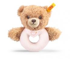 Steiff 239557 Schlaf-gut-Bär Greifring mit Rassel Plüschtier, Mehrfarbig