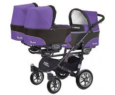 Trippy Drillingswagen Geschwisterwagen Kombi Kinderwagen 2in1 Baby Wanne und Sportwagen schwarz