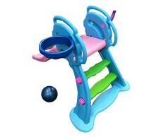 PNFP Baby-Faltschlitten, Kinder-Plastikspielzeug Basketball Indoor Outdoor Rutsche Gartenspielplatz, Pedalsatz und Wellenrutsche 1,31 m, geeignet for Babys von 0 bis 6 Jahren, blau