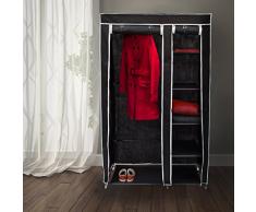 Relaxdays Faltschrank VALENTIN XL HxBxT: 174x107x42,5 cm Stoffschrank aus Vlies mit Reißverschluss zur staubfreien Lagerung faltbarer Kleiderschrank mit 5 Ebenen als Zelt-Schrank zum Camping, schwarz