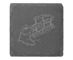 Azeeda 4 x Holzschlitten 10cm Quadratische Schieferuntersetzer (CR00178776)