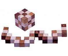 Schlangenwürfel 3x3 Gr. L - 7,5x7,5x7,5 cm - Snake Cube - Würfel Schlange - 3D Puzzle - Denkspiel - Knobelspiel - Geduldspiel - Logikspiel aus edlem Holz