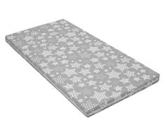 Best For Kids Babymatratze 60x120x6 cm Bezug 100% kuschelweiche Baumwolle (Grau Sterne)