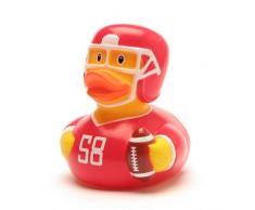 DUCKSHOP I Quietscheente Football I Badeente I L: 7,5 cm - inkl. Badeenten-Schlüsselanhänger im Set
