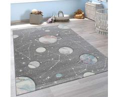 Paco Home Kinder-Teppich, Spiel-Teppich Mit Planeten Und Sternen, Für Kinderzimmer In Grau, Grösse:160x230 cm