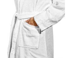 Bademantel mit Namen Kuscheltiger bestickt - Initialien und Name als Monogramm-Stick - Weiß XL/XXL