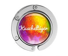 Taschenhalter Color Paint Personalisiert mit Namen Kuscheltiger printplanet Chrom
