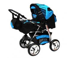 Lux4Kids King Kombikinderwagen (Regenschutz, Moskitonetz, Getränketablett, Matratze, Wickelunterlage) 23 Cosmic Black & Aqua