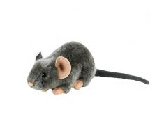 Uni-Toys Kuscheltier Maus liegend 17 cm (30 cm mit Schwanz) grau Plüschtier Plüschmaus