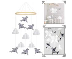 Baby Windspiel Junge,Bettglocke,Mobile Krippe,Krippe Mobile Für Jungen Und MädchenBaby Krippe Mobile Kinder Zimmer Decke Dekoration Für MäDchen & Jungen Grau & Weiß