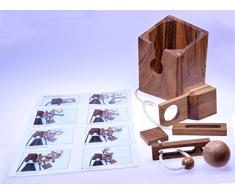 Logoplay Holzspiele Mini Flaschen-Tresor extra für kleine Flaschen - Flaschen-Safe - Flaschen-Puzzle - Denkspiel - Knobelspiel - Geduldspiel - Logikspiel aus edlem Holz in kleinformatiger Ausführung