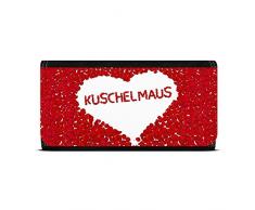 Geldbörse mit Namen Kuschelmaus - Design Rosenherz - Brieftasche, Geldbeutel, Portemonnaie, personalisiert für Damen und Herren