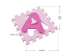 Juskys Kinder Puzzlematte Juna 36 Teile mit Buchstaben & Zahlen | rutschfest & abwischbar | Mädchen ab 3 | Eva Schaumstoff | Spielmatte Spielteppich