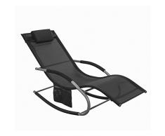 SoBuy® OGS28-SCH Swingliege, Schaukelliege, Sonnenliege, Liegestuhl,Gartenliege mit Tasche, Gewebe in schwarz