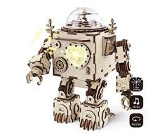 Robotime Roboter Spieluhr Holz 3D Puzzle Modell bausatz Erwachsene DIY Kinder Set Bauen bastelset Geburtstag Geschenk Junge Mädchen