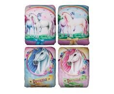 Kinder Kuschelkissen Reise Kissen mit Microperlen Füllung ca. 25x35 cm Mädchen Einhorn Motiv in Blau (Dreams)