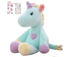 Georgie Porgy Plüsch Einhorn Super Sanft Samten Teddy Kuscheltier Tier Plüschtier für Kleinkind Kinder (Grün)