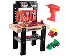 iBaseToy Werkbank Kinder, 91 Stück Kunststoff Werkzeugbank Werkzeuge Spielzeug für Kinder ab 3 Jahre, Werkbank Spielzeug Werkstatt mit Elektrische Bohrmaschine für Rollenspiel für Kleinkinder
