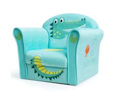 COSTWAY Kindersessel Krokodil Kindersofa Kindercouch Babysessel für Mädchen und Jungen Kindermöbel Kinder Sessel Schaumstoff (Grün)
