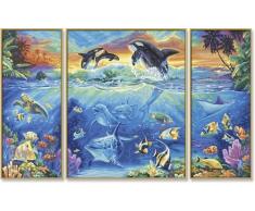 Schipper 609260531 - Malen nach Zahlen - Am Korallenriff - Bilder malen für Erwachsene, inklusive Pinsel und Acrylfarben, Triptychon 50 x 80 cm