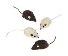 Nobby Plüschmaus mit Rassel 4 St, 5 cm