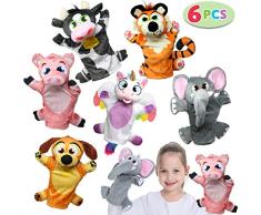 JOYIN 6 Stück Handpuppen Set für Kinder, Deluxe Plüschtiere Handpuppenset Fingerpuppen für Puppentheater, Rollenspiel, Kinderparty Geschenk Spielzeug, Mitgebsel, Kinder, Mädchen, Jungen