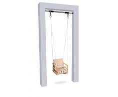 Holz Babyschaukel Kinderschaukel Holz Babywippe Zimmerschaukel Indoor Baby Schaukel Stoff Babysitz Baby Schaukel zum Aufhängen 4 in 1 Sicherheitsgurt Indoor Outdoor (Natürliche&Beige)