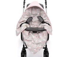 EliMeli Einschlagdecke für Babyschale Baby Decke für Autositz und Kinderwagen mit Füllung Minky Decke universal z.B. Maxi Cosi Ideal als Babyhörnchen Kuscheldecke Kinderwagedecke (Rosa - Hase)