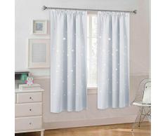 PONY DANCE Sterne Vorhänge Kinderzimmer - 2er Set H 175 x B 140 cm Vorhang Sterne Kinderzimmer Gardinen Grauß-weiß Gardinen Schlafzimmer Verdunkelung