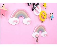 2 Stück Kindergarderobe mit 2 Haken,Regenbogen-Garderobe für Kinder,Wandgarderobe, Wandhaken, Kindermöbel Garderobenhaken Kinderzimmer